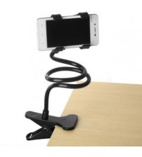 Universal Flexible Long Arm Mobile Phone Holder Stand with Clipper for home, office, car, travel, black